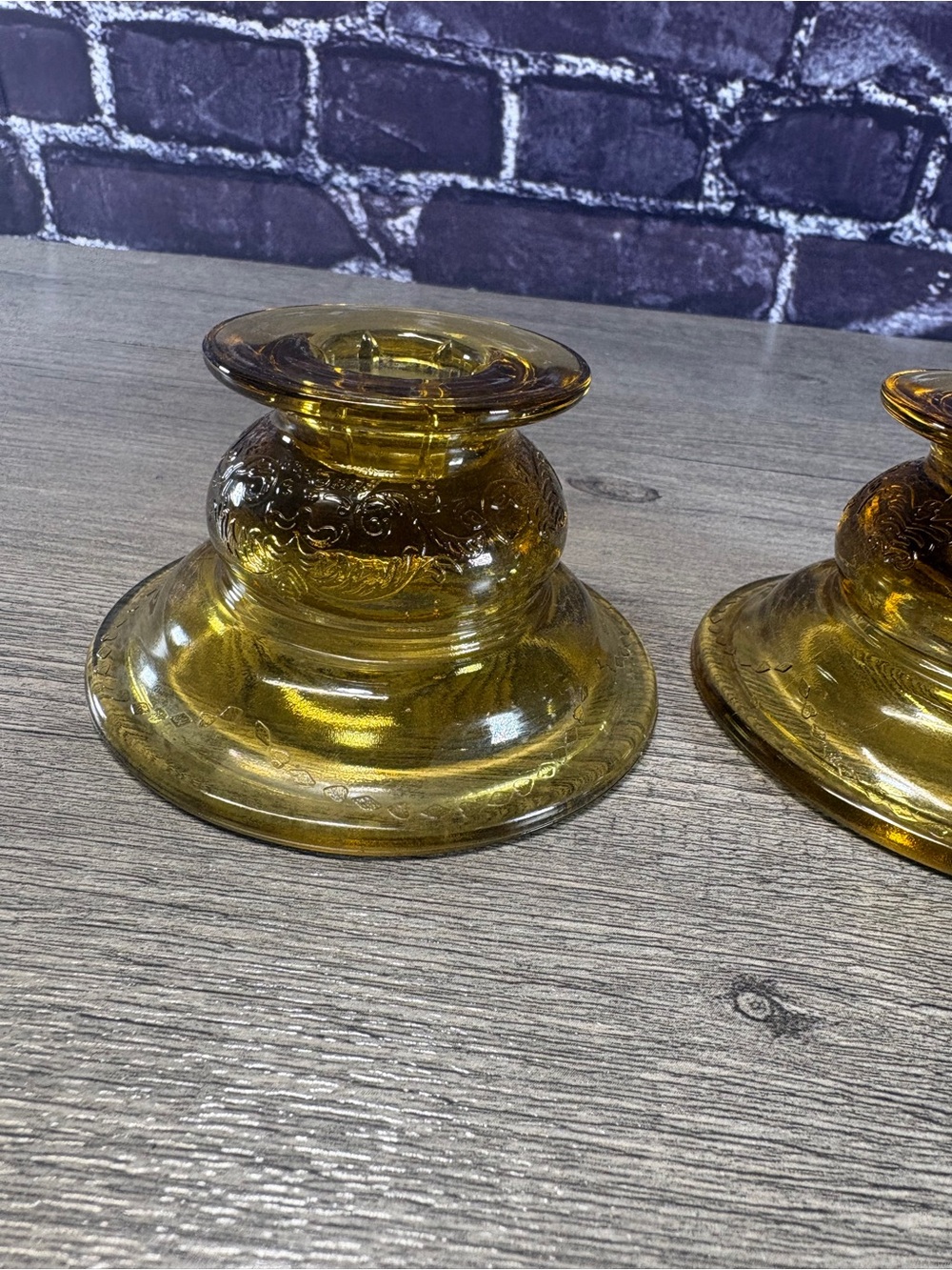 Vintage Amber Glass Madrid Candle Holders - Picture 6 of 7